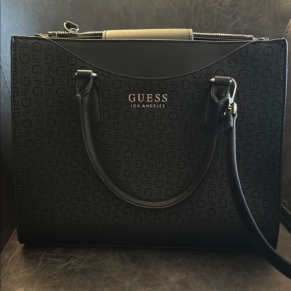 Guess Black Tote Bag with Silver Hardware